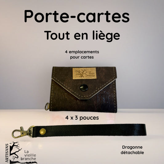 Porte-carte en liège brun foncé